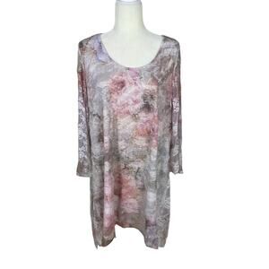 Cal Style Embellished Lace Floral Tunic Top Dress Size 2XL Ethereal Fairy Whimsy